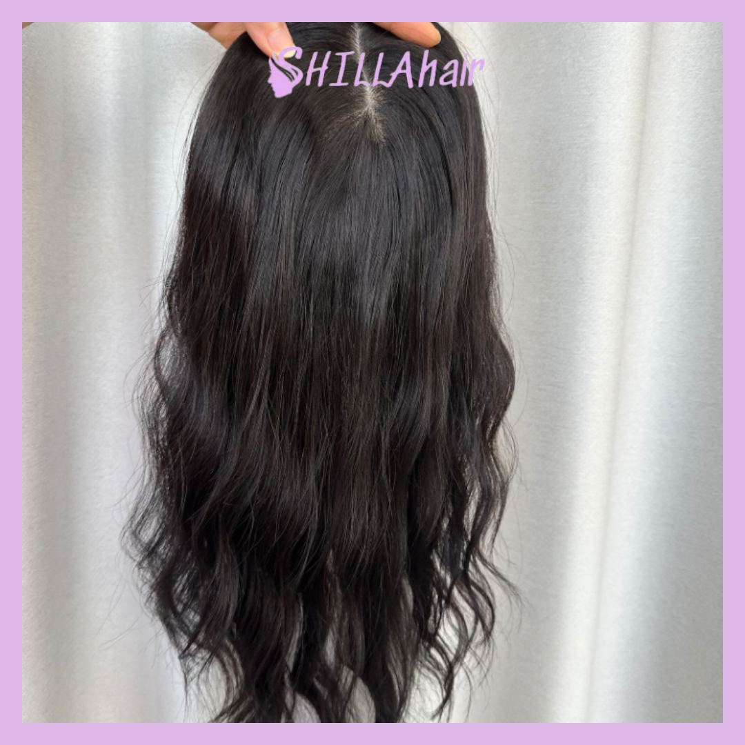 Luxury European Human Hair Mono Base Balayage Chocolate Colors Toppers
