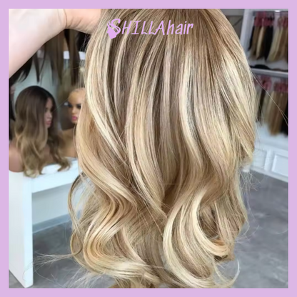 Luxury European Human Hair Mono Base Balayage Chocolate Colors Toppers